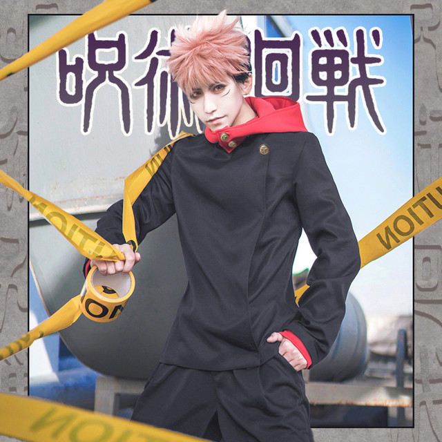 Jujutsu Kaisen Anime Cosplay masculino, Yuji Itadori, peruca, top